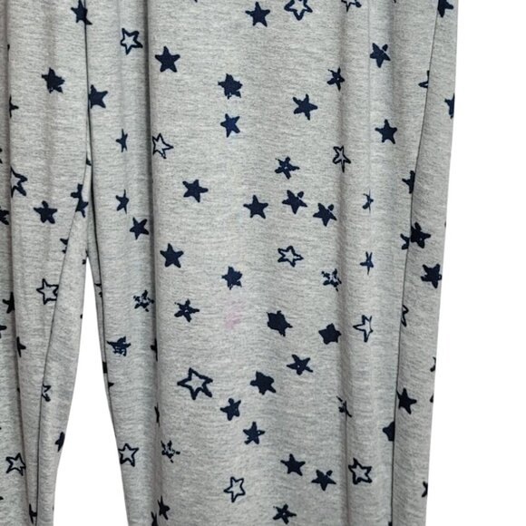 Lucky Brand 2 Piece Pajama Set Blue Gray Small Short Sleeve Top Long Pants Stars - Picture 10 of 10